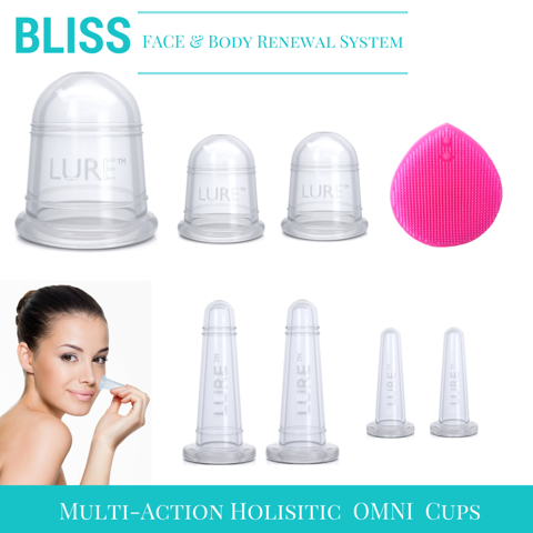 LURE Essentials GLAM Face Cupping Set Facial Set with Silicone Brush, Anti-Aging Face Lift Cupping Massage